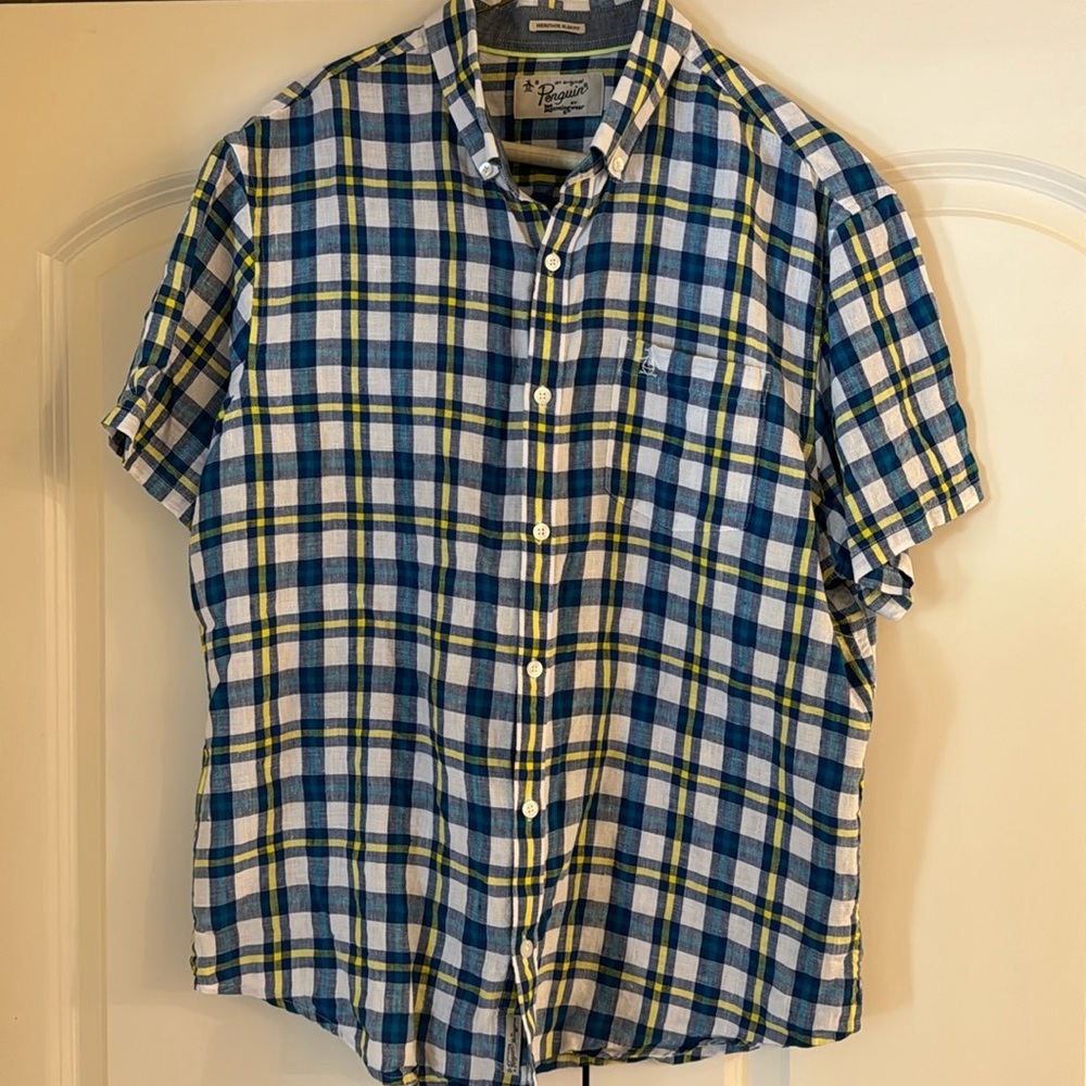 Penguin Linen Button Down Shirt Men’s Size Xl Euc - image 7